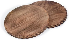 Wooden Set of 2 round Trivet for Hot Dishes Plates & Pots Holder Hot Pad for Kit