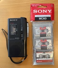 Vintage Sony VOR Microcassette Corder M-677V Voice Operated Recorder W 3 Tapes