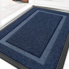 Front Door Mat Indoor Outdoor Entrance, Waterproof All-Season, 36x24, Blue