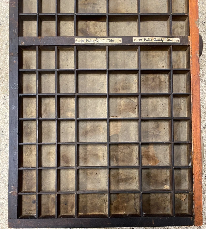 BANDEJA DE IMPRESORAS TIPOGRÁFICAS DE MADERA VINTAGE TIPO Y PRENSA CAJA DE SOMBRAS Gran Forma Foto 2 de 4