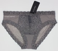 NWT NATORI 753023 "Feathers" Mesh w/Lace Hipster Panty, Gray "Nickel"