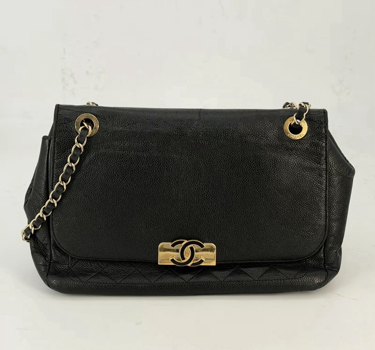 Authentic Rare Double Sided CHANEL Black Quilted Leather Women's Shoulder Bag image 2