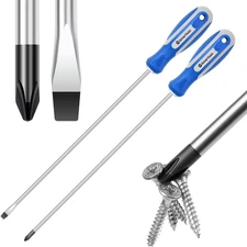 Amartisan 2-Piece 12'' Long Screwdriver Set, Long Blade Screwdriver Set 12-Inch 