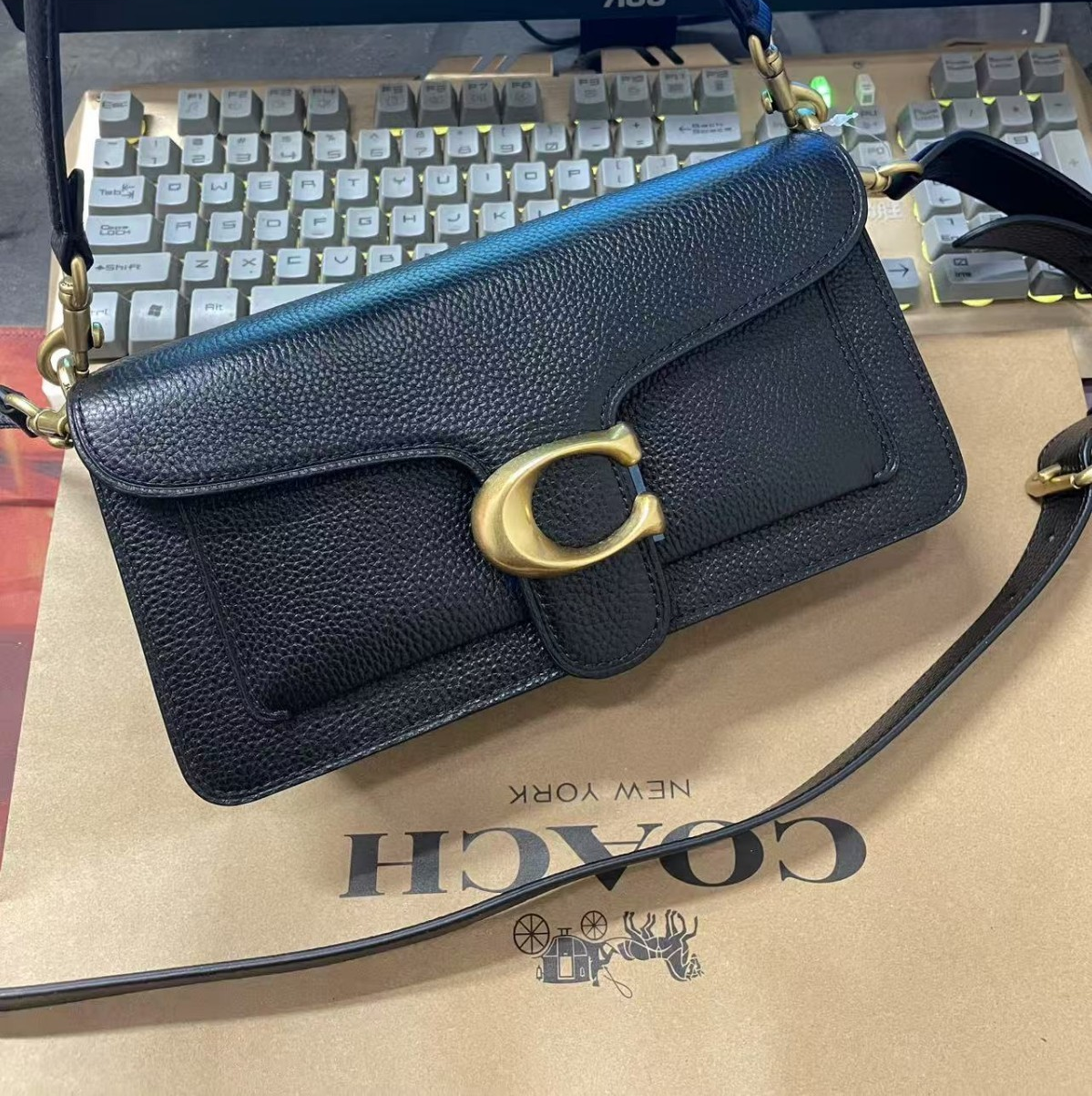 Coach 73995 Tabby26 2Way Crossbody Shoulder Bag Black Leather Outlet New