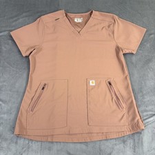Carhartt Rugged Flex Scrub Top XL Modern Fit 4-Pocket V-Neck Brown C12237 Chrty