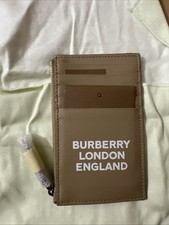 BURBERRY card case LOGO PRINTED LEATHER ZIP CARD CASE