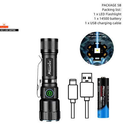 Zoom White Beam Light Mini Taschenlampe Wiederaufladbar Tragbar Taschenmagnet Taschenlampe 