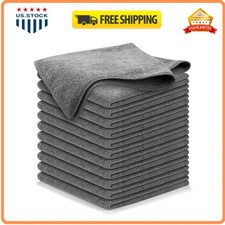 12 Pcs Microfiber Cleaning Cloths 12.5x12.5 Grey Ultra Absorbent Streak Free...