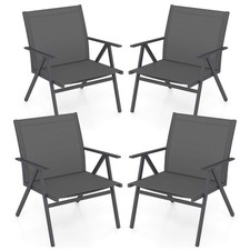 Patio Chairs Set of 4 w/Breathable Mesh Fabric and Metal Frame 350LBS Capacity