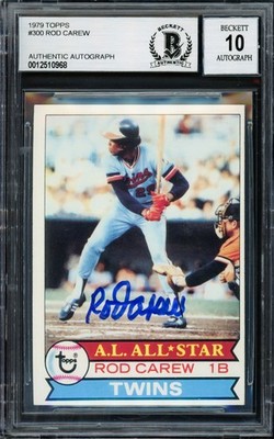 Rod Carew Signed 1979 Topps Card 300 Minnesota Twins Auto GM 10 Beckett