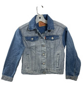 Levi Strauss Girls Two Tone Cotton Button Up Blue Denim Jean Jacket Size S