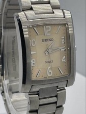 SEIKO DOLCE Square Tank Watch Silver Beige
