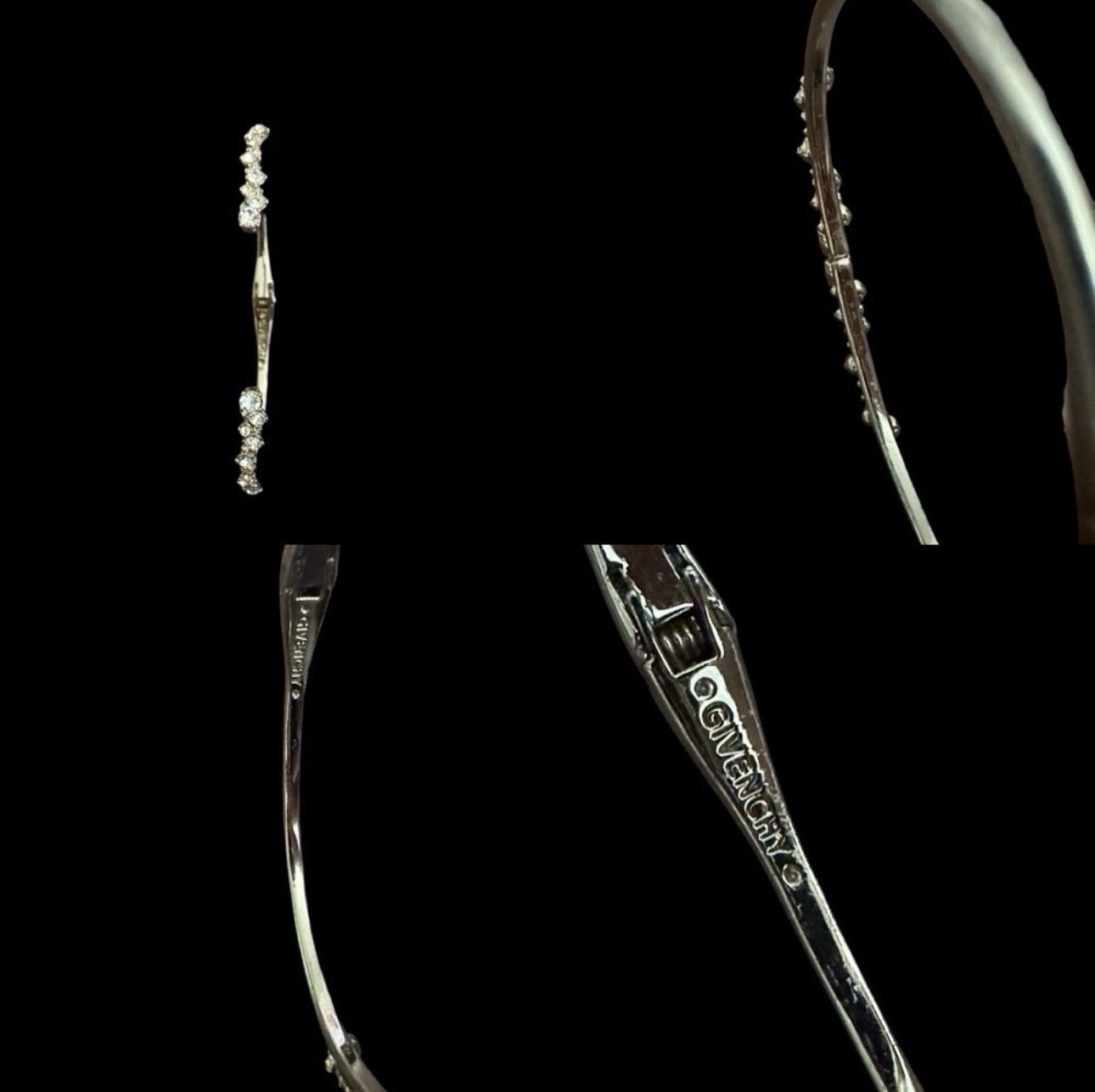 Givenchy Silver Multi Crystal Rhinestone Hinge Go… - image 15