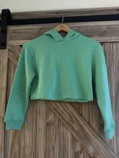 Happy Nation green teal cropped hoodie girls medium 10 NWT