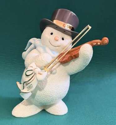 LENOX 2007 SNOWMAN SERENADE Sculpture - VIOLIN VIDA FIDDLE - Chipped- NO BOX
