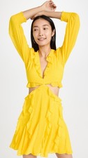 Alice + Olivia Mitzi Combo Cutout Godet Yellow Ruffle Dress, Size 2, NWT! $495