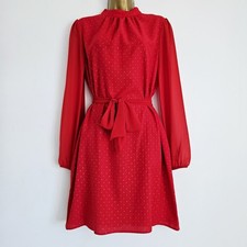 NEW Ex DOROTHY PERKINS 10-22  Red Diamante Beaded Embellished Belted Dress