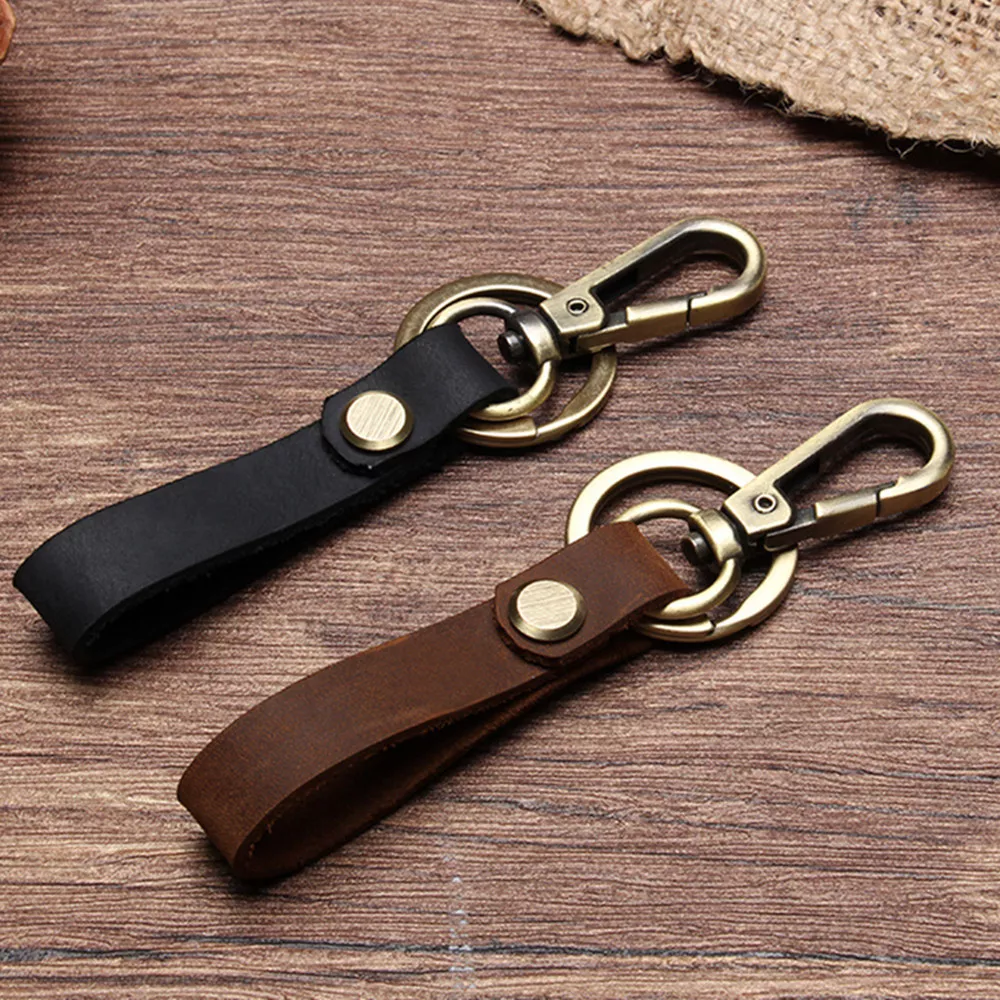 KEY CHAIN & LEATHER Belt Loop Key Holder Ring Keychain Keyring Keyfob  Detachable