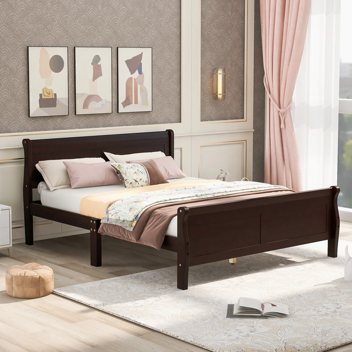 Espresso wood cheap platform bed