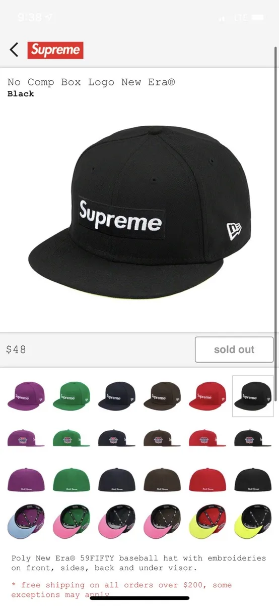 Supreme No Comp Box Logo New Era Fitted Hat 7 1/4 Black (Pre Order)