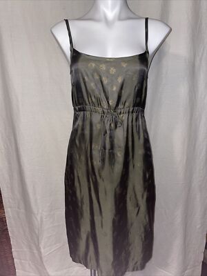 Vintage Esprit Green Dress Green Junior  11 12 Sun Flower Print Slip Y2K 90s