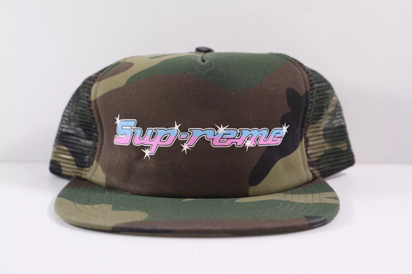 CLÉ SUPRÊME SS16 MAILLE DOS CAMIONNEUR CASQUETTE CAMOUFLAGE BOÎTE LOGO DUNK IMPAIR FUTUR TYLER