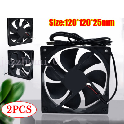 2 Stück 12cm DC 5V USB Kühler Schwarz Leise Lüfter für Desktop PC Computer Gehäuse