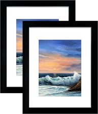 16x20 Picture Frame Set of 2 Black, Display 11x14 with Mat or 16x20 Without Mat