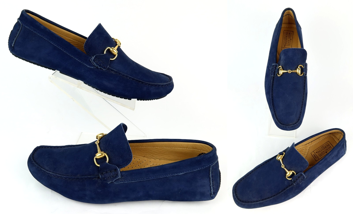 Mercanti Fiorentini Bit Loafers Navy Blue Nubuck Mens 10  display picture 2
