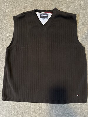 Tommy Hilfiger Sweater Vest Men s XXL Black Casual Knit Apparel Clothing