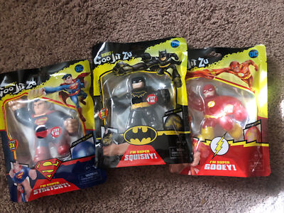 Goo Jit Zu DC Superheroes Lot Batman Superman & Flash Hero Pack Figures In Hand