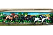 Santa Anita Park Floaty Pen Moving Race Horses on Track Arcadia CA Vintage