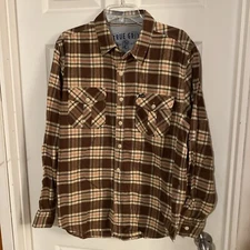 True Grit Men’s Large Shirt Brown Plaid Button Up Long Sleeve Work Outdoor