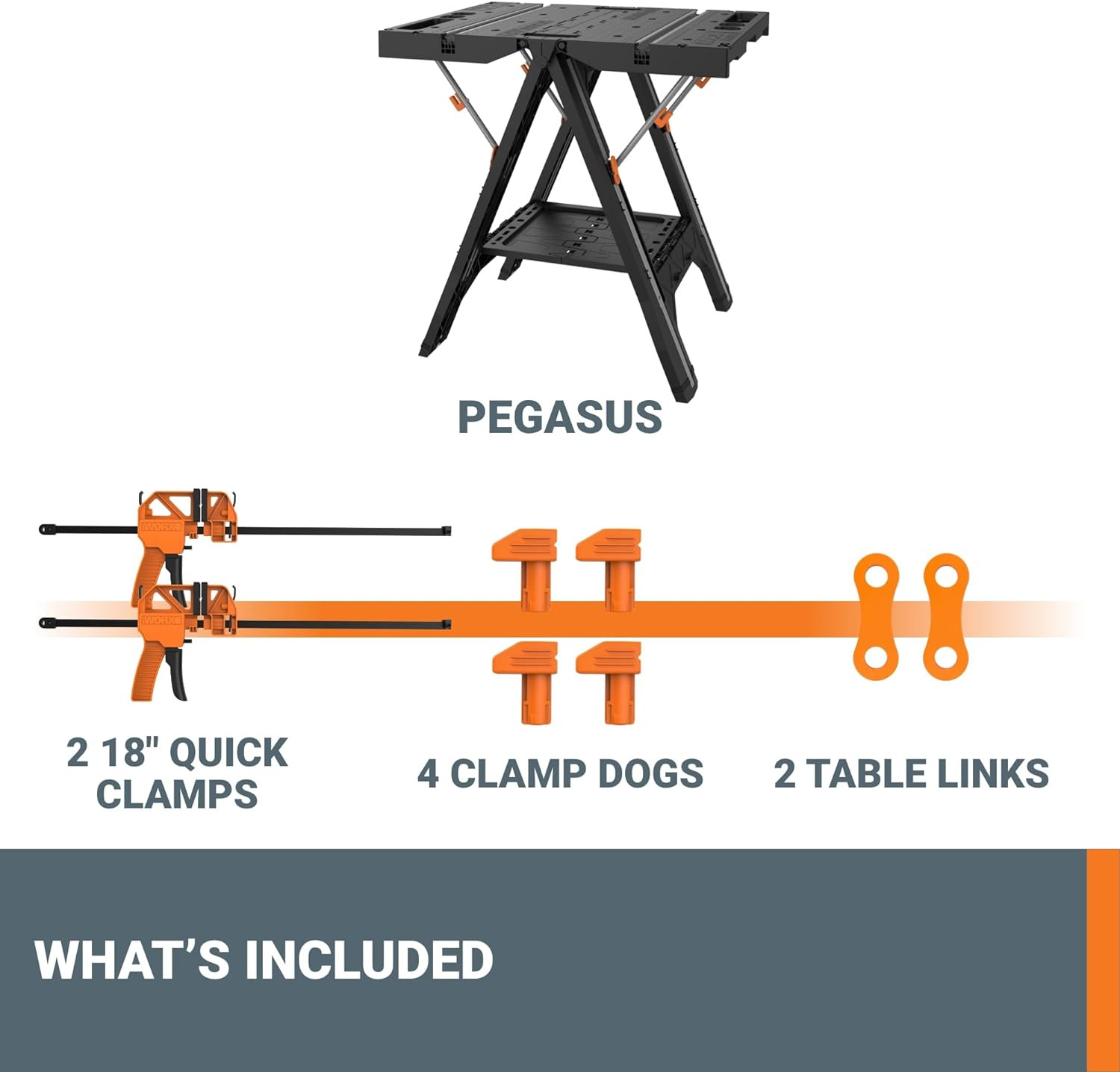 Pegasus 2-In-1 Folding Work Table & Sawhorse, Easy Setup Portable Workbenc
