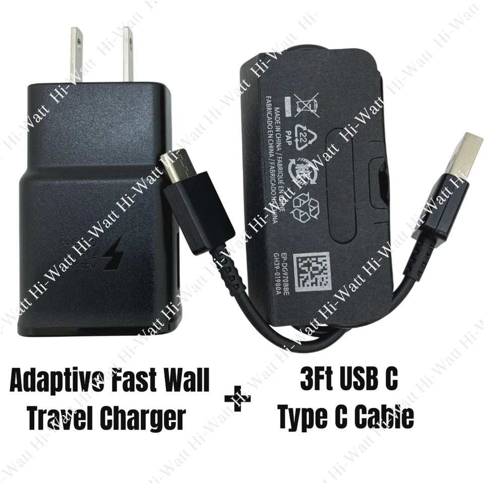 For Samsung Galaxy S10 S9 Adaptive Fast Wall Charger Adapter USB TypeC Cable LOT - Image 2 of 4