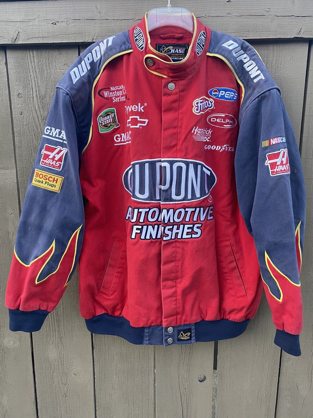 Vintage Chase Authentics Dupont NASCAR Champion Jeff Gordon Flames Jacket  2XL
