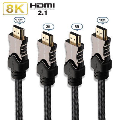 YELLOWPRICE HDMI 2.1 Cable Supports 8K@120Hz & 4K 240Hz ARC, Braided Cord Lot