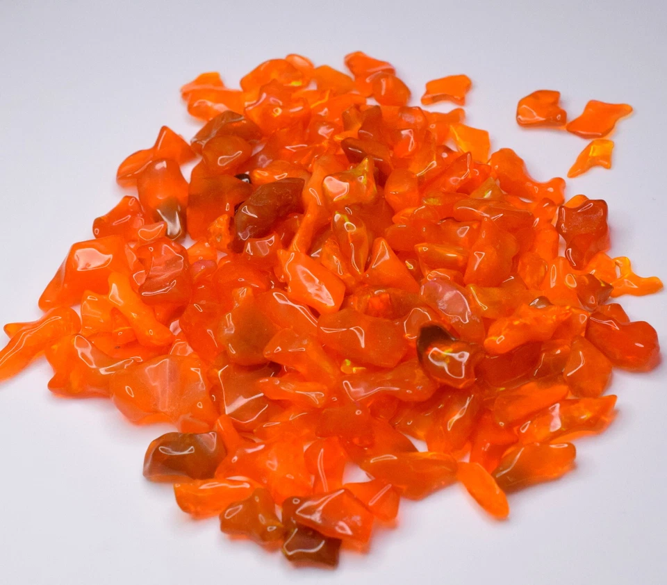 橙色蛋白石抛光粗糙 AAA 优质埃塞俄比亚蛋白石橙色染色无批量 — 第 2/4 张图片