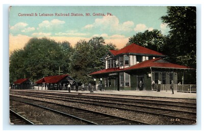 Cornwall & Lebanon Railroad Station Mt. Gretna PA Pennsylvania Postcard 1912 A9