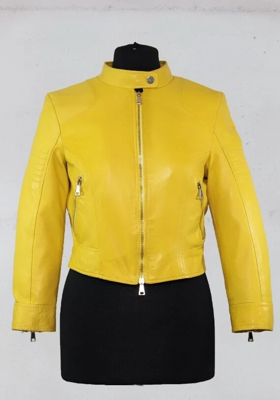 Giubbotto di top pelle giallo donna