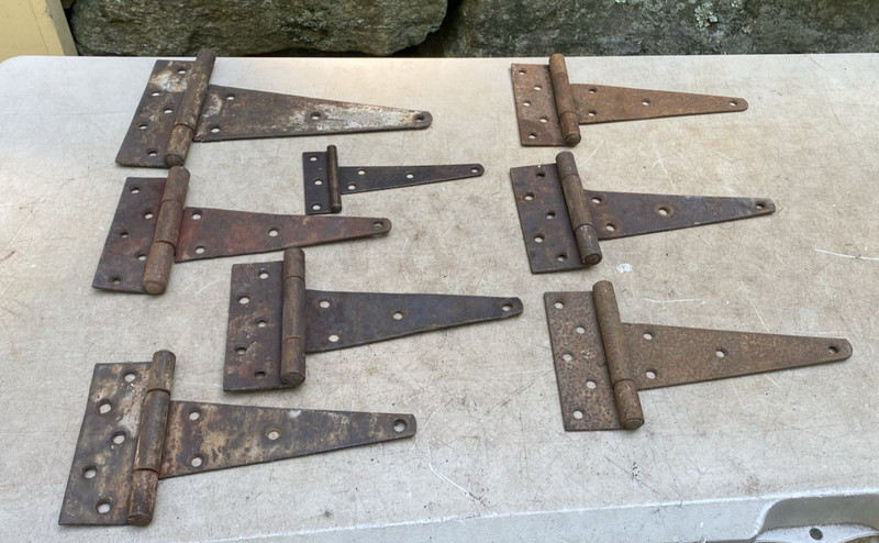 8 Vintage Heavy Duty Strap  T Hinges 10" 8 " 6"
