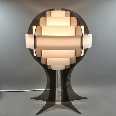 Vintage Strips Space Age Tischlampe Brylle & Jacobsen MCM Danish Kunststoffleuchte