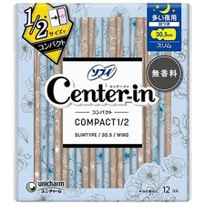 Unicharm Sofy Center-in Compact 1/2 Winged Pads 30.5cm 12pc - Unscented