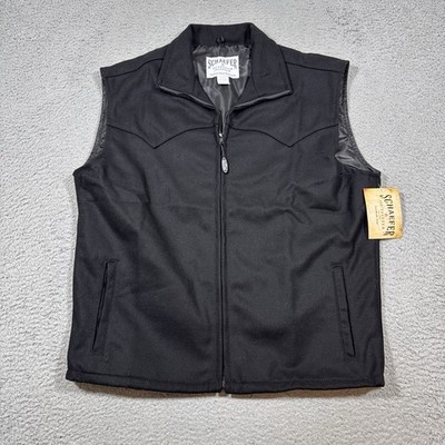 NWT Schaefer Outfitter Men s XL Black Wool Blend Ranch Arena Vest Full Zip