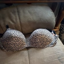 Womens 36DDD Leopard Print Padded Push Up wir...