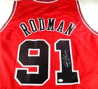 Dennis Rodman / Autographed Chicago Bulls Red Custom Basketball Jersey / COA