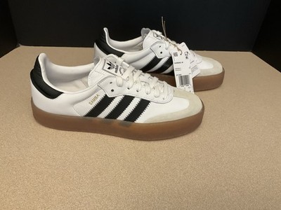 New! Womens Adidas Sambae Leather/Suede White/Black/Gum Shoes. Size 7.5. Nice!