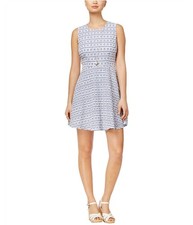maison Jules Womens Gingham Fit & Flare Cocktail Dress, Blue, XX-Small