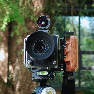 Extended L plate Solid Wood Handle Finger Grip Cage For Hasselblad