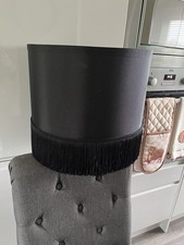 Large Black Lampshade with Tassels  9ins High 14ins  Diameter VGC